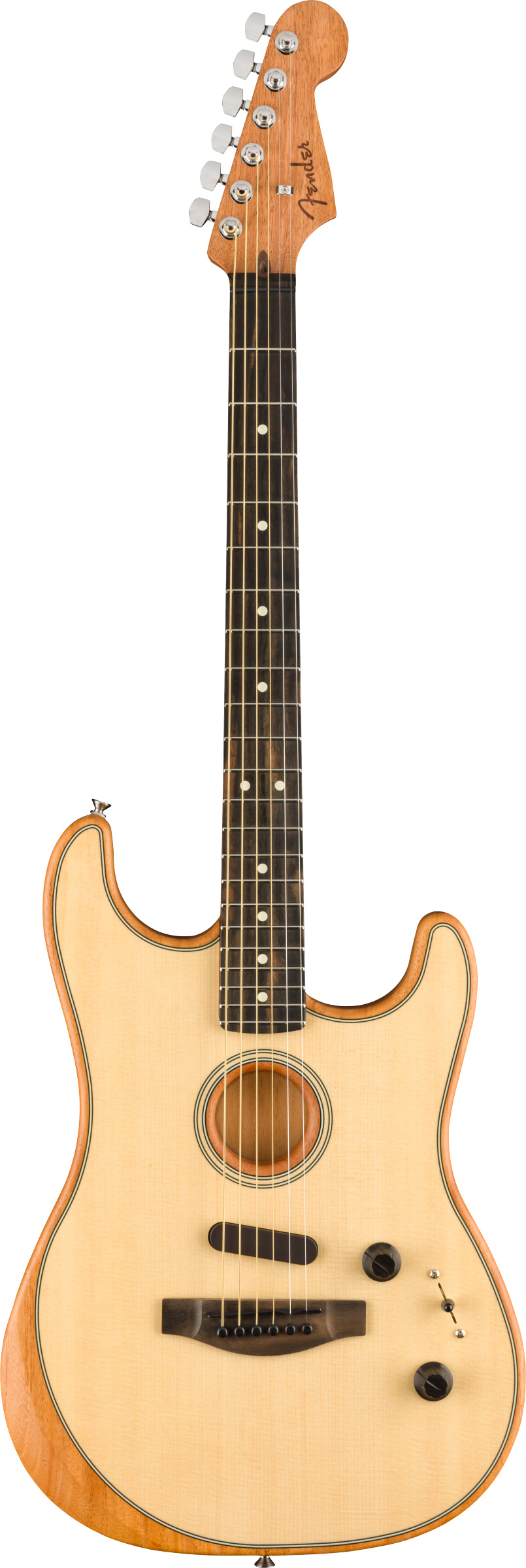 Fender Acoustasonic Strat Nat W Bag Made in USA elektro-akustinė gitara